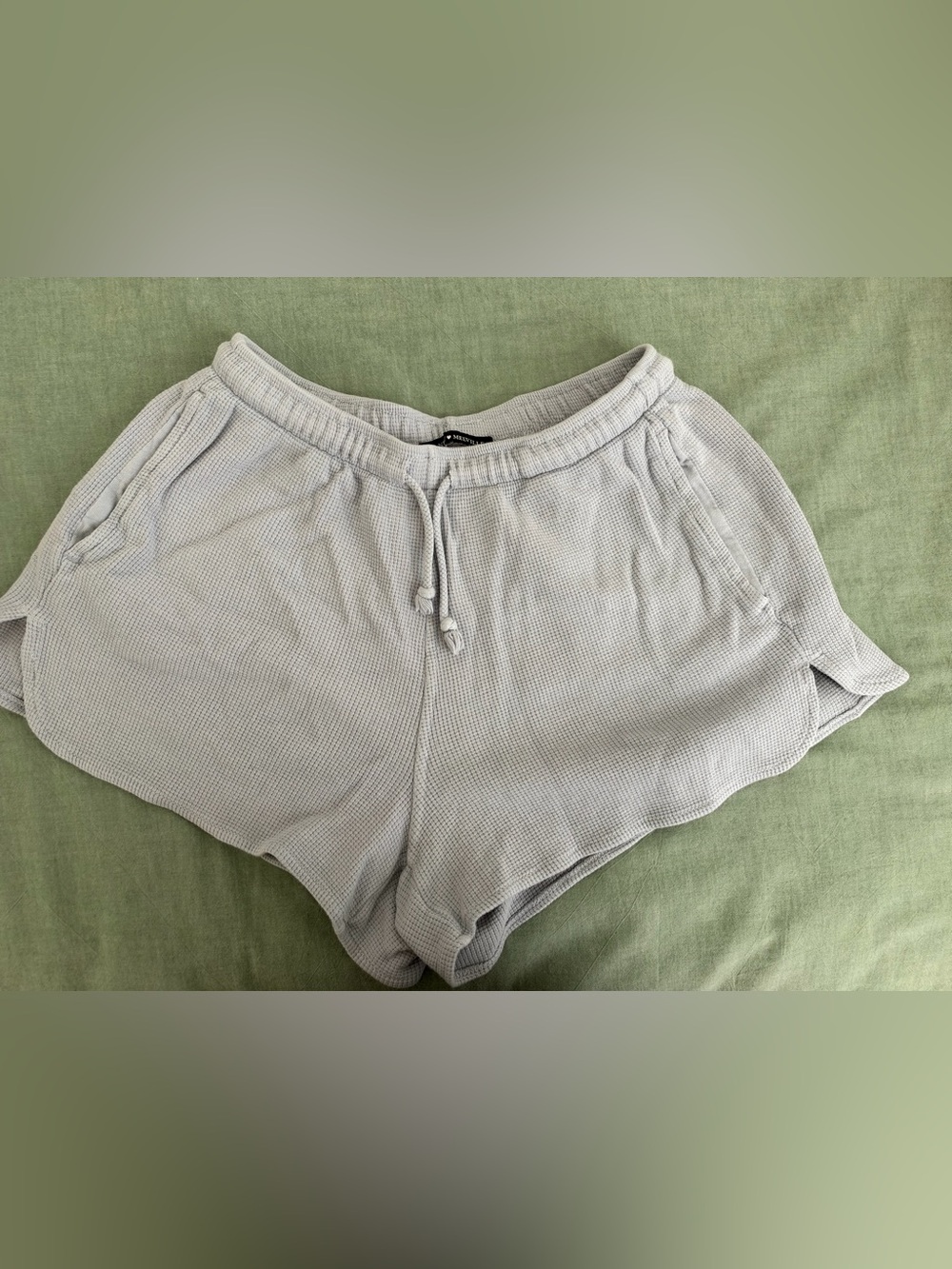 Brandy Melville Light Gray Waffle Knit Lounge Shorts